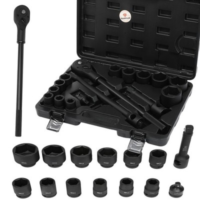 3/4'' LKW Knarrenkasten Nusskasten Steckschlüssel Set 19-50mm Teleskopratsche NUE