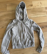 Abercrombie  Fitch Brown Moose Full Zip Hoodie Women Large Pockets Logo Y2K