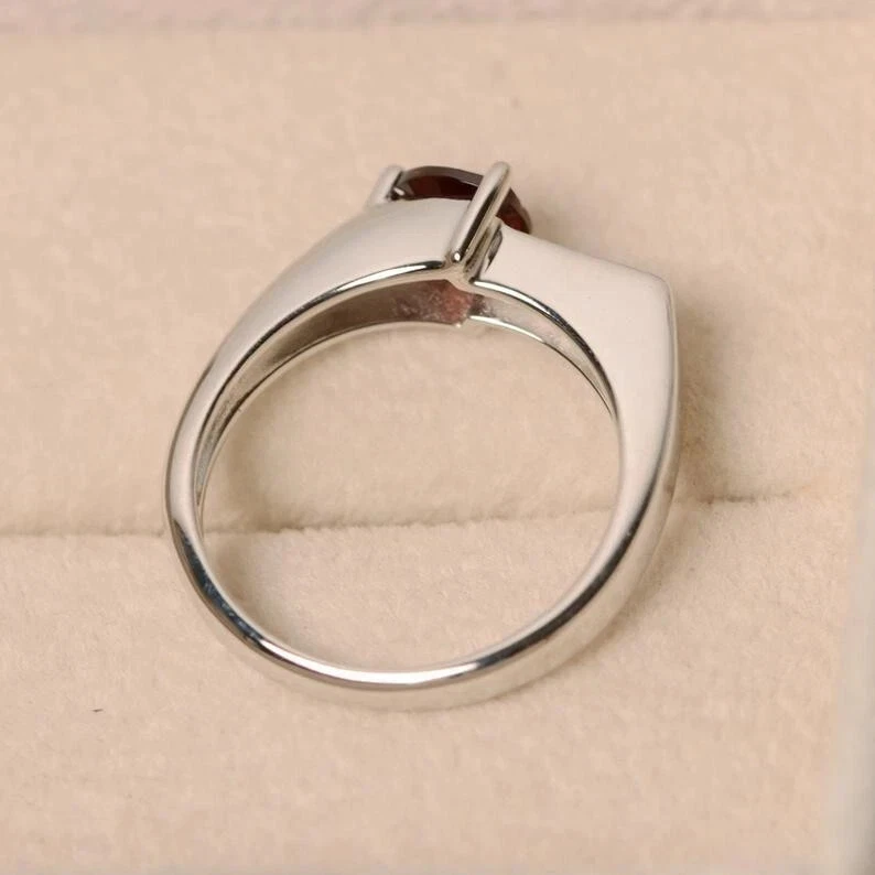 1.00 Ct Trilli Natura Garnet Diamond Bridal Ring 14K Solid White Gold Size All - Image 2 of 4