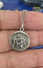 Vintage St. Christopher Anh&auml;nger mit  50 cm langer Kette, metal  (Ndk-30)