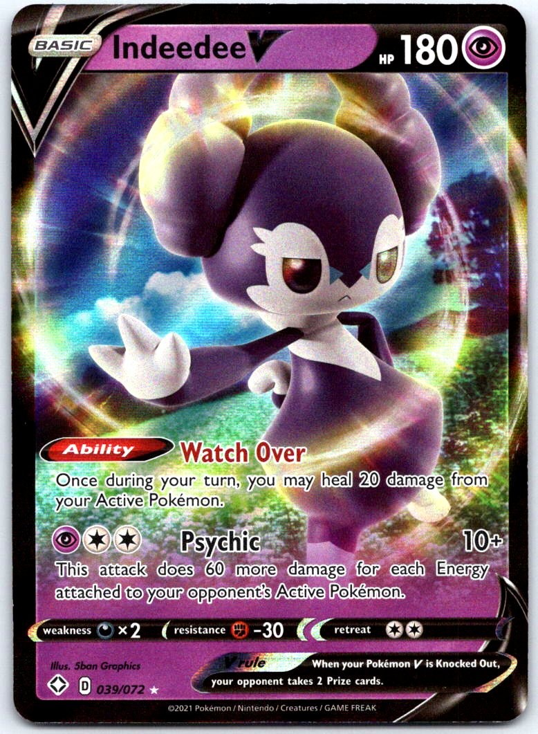 Indeedee V 039/072 Shining Fates Holo-PTCG-NM