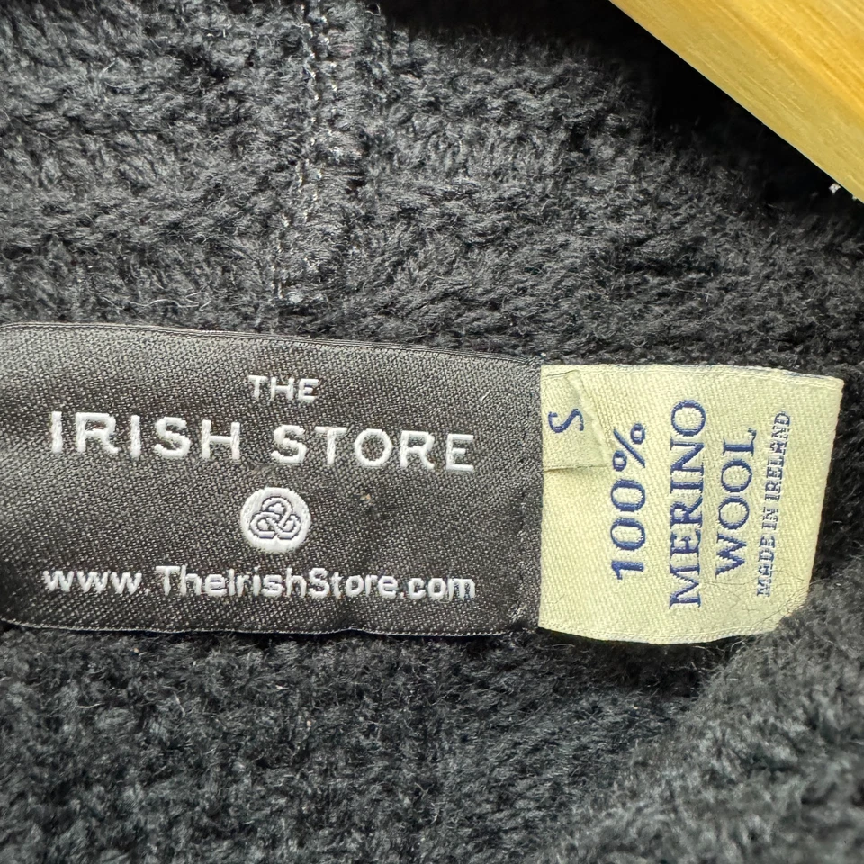 The Irish Store Sweater Womens Small Black Hooded 100% Merino Wool Knit Full Zip - Image 4 of 4