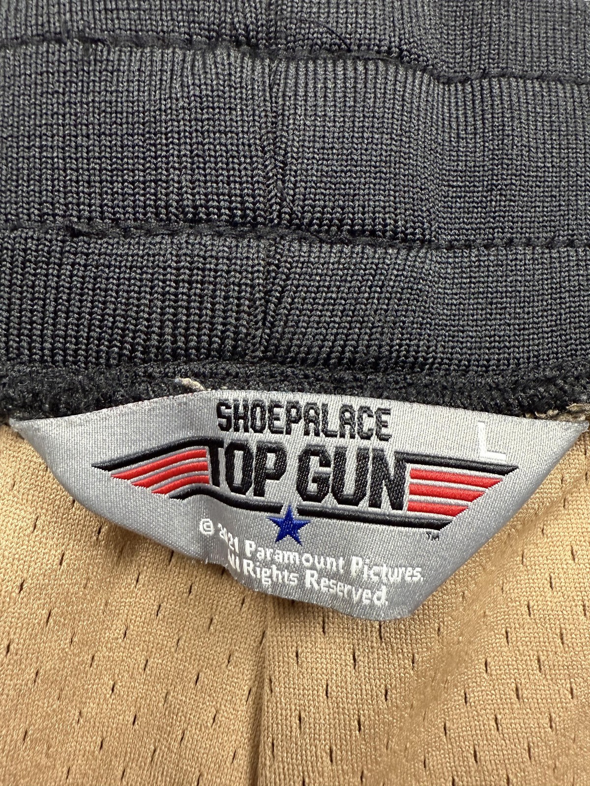 Shoe Palace X Top Gun Maverick Shorts Mens Large Khaki Basketball Patches thumbnail 2