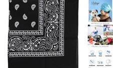 22 Inch Cotton Paisley Bandana Black