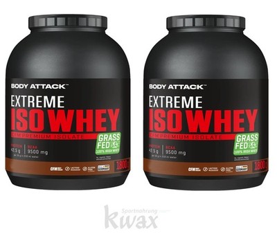 (EUR 44,42/kg) 2er-Pack - Body Attack Extreme Iso Whey Professional 2 x 1800g