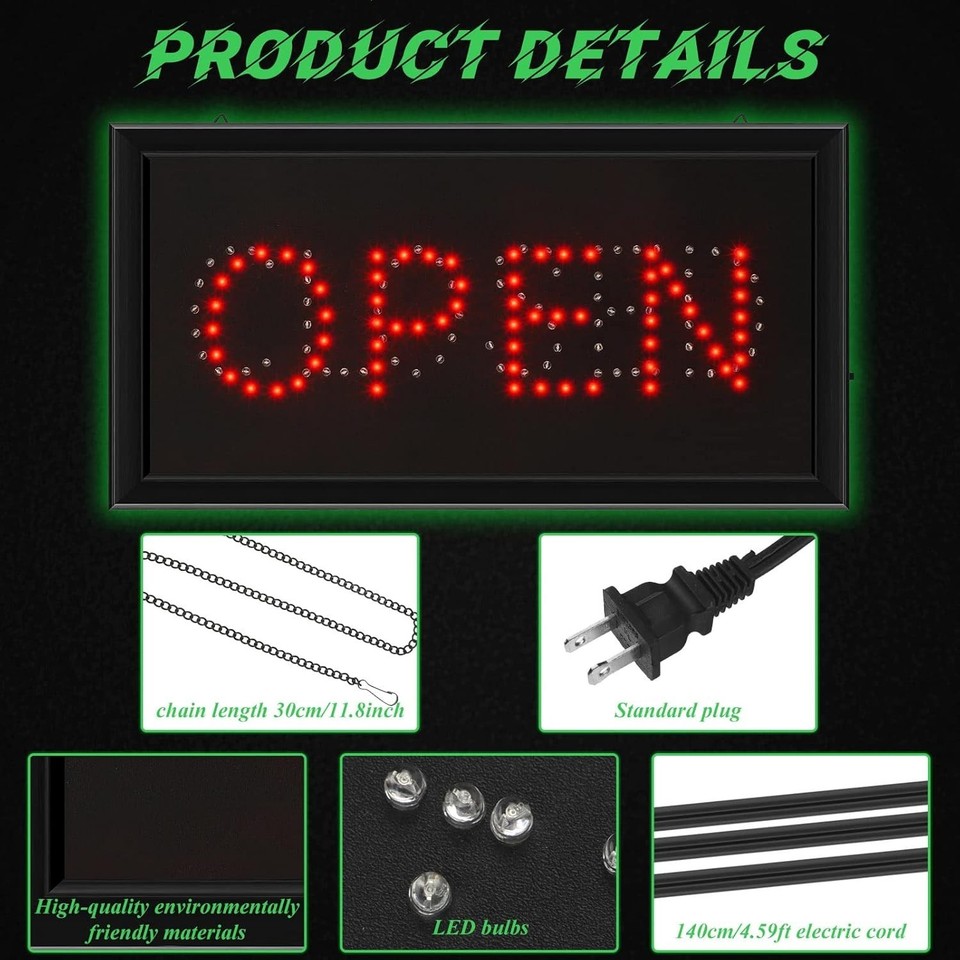 Open Closed Signs for Business LED Open Closed Sign Light Open and ...