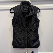 Nike Black Primaloft Quilted Vest Athletic Running Jacket w/ Zippers Womens XS