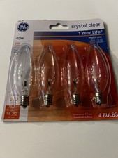 4 GE 40W Crystal Clear Flame Tip CA-Type Light Bulbs