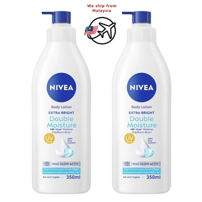 NIVEA Body Extra Bright Double Moisture Lotion 380 ml  - 2 pack