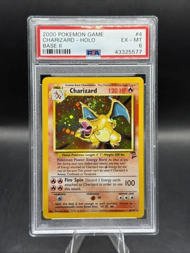 2000 POKEMON BASE SET 2 #4 CHARIZARD-HOLO PSA 6 w/SWIRL