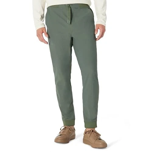 AMAZON ESSENTIALS MEN'S TRAVEL STRETCH JOGGER PANT - SIZE MEN M - DARK GREEN