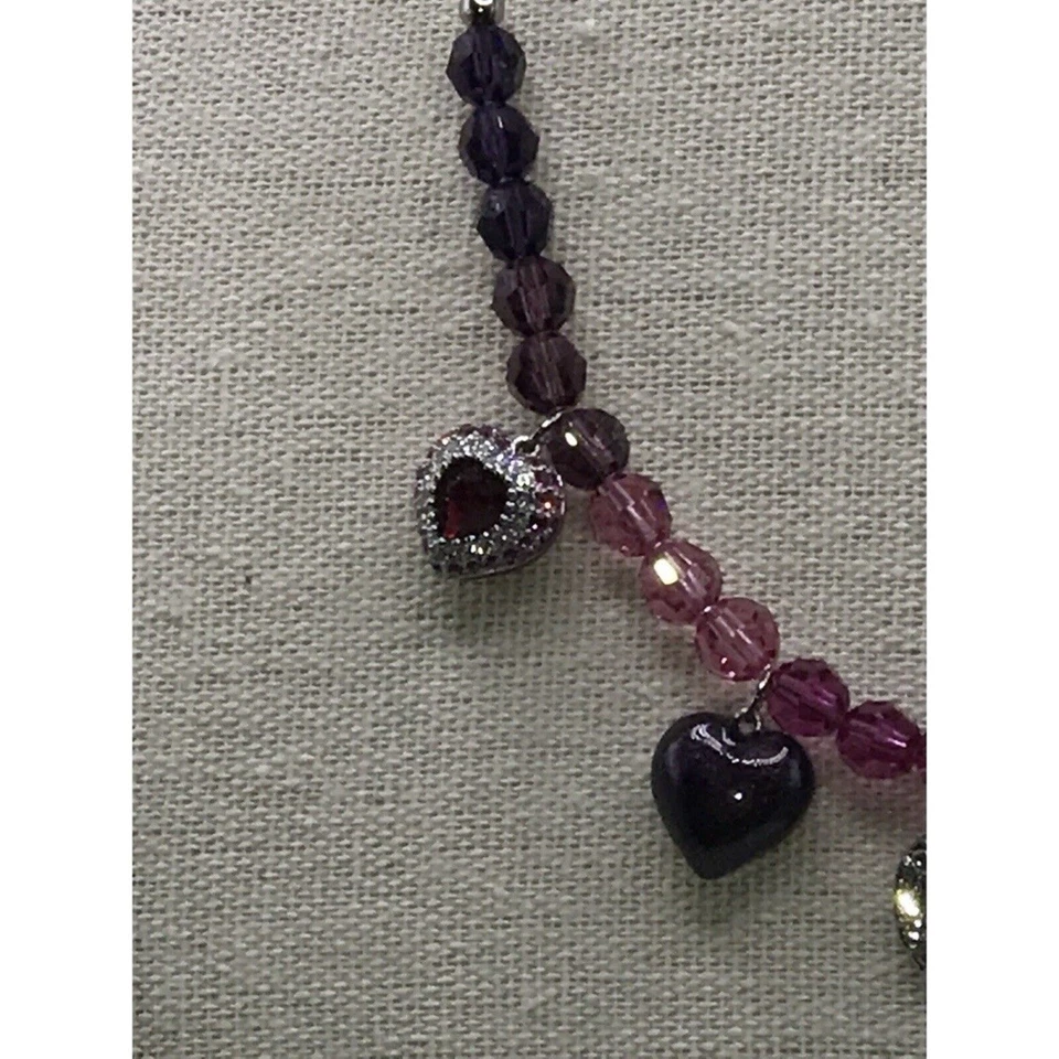 Colar Swarovski Barbiecore cristal rosa roxo aposentado raro corações STARLET - Imagem 3 de 4