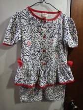 VTG HEALTH TEX youth little girls Size 6 One Piece Romper Red White Blue Shorts