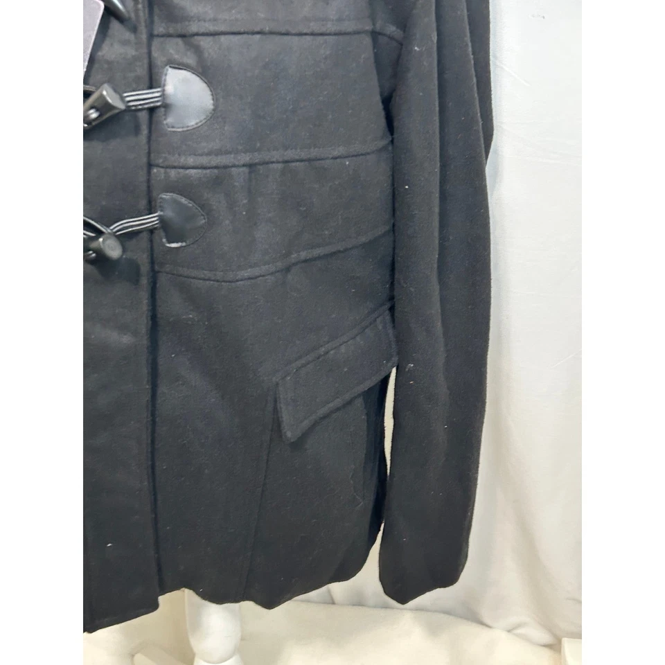 Abrigo Yoki Negro Mezcla Lana Palanca Piel Sintética Chaqueta con Capucha 1XL Para Mujer Foto 4 de 4