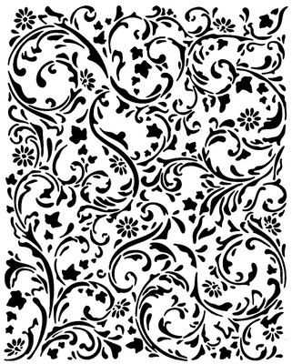 Really Great Stencils, Flowers & Vines, 4.5'' x 7'' Background, Swirls, Leaves