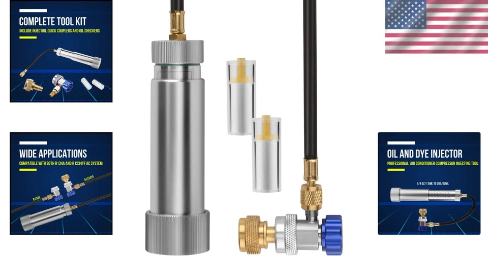 A/C Dye Injector Kit with Oil Checkers – Compatible with R134A & R1234YF Foto 2 de 4