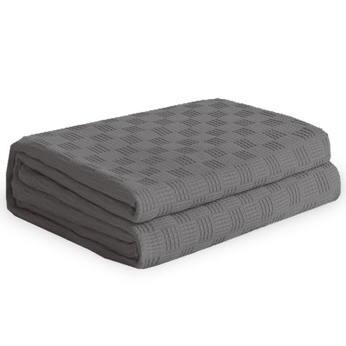 Knit Cotton Waffle Throw Blanket 60''x80'', Crochet Blanket for Couch, Bed, S...