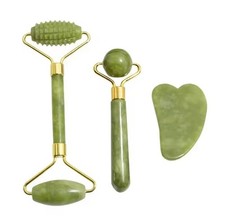 in-1 Rose Quartz Jade Roller Gua Sha Set Facial Massager Anti Wrinkle Lifting