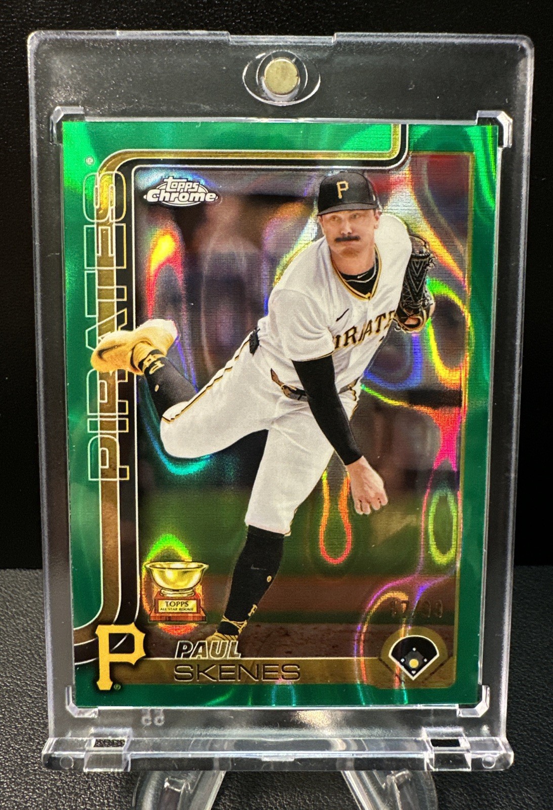 2025 Topps Chrome Paul Skenes Green Lava Refractor 17/99 SP #300 Pirates