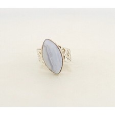 Brand New Sterling Silver 925 Marquise Cut Violet Lace Agate Ring Filigree Band