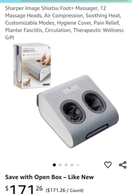 SHARPER IMAGE Shiatsu For Foot Pain w/ Compression & Rolling, Heated Massage 