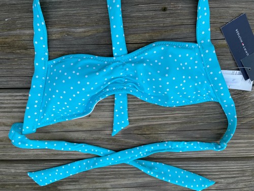 Tommy Hilfiger Women Bathing Suit Bikini Swim Top Blue Dots Stripes Size Xs - Picture 2 of 10