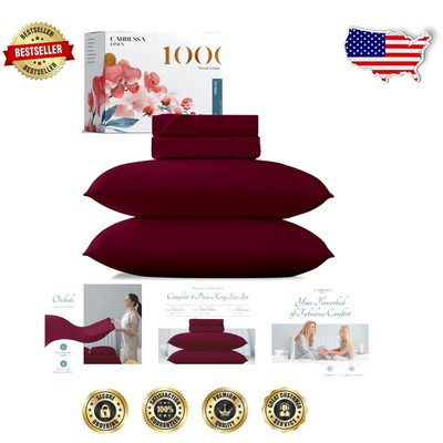 Luxurious 1000 Thread Count Egyptian Cotton King Sheets - Classic Burgundy