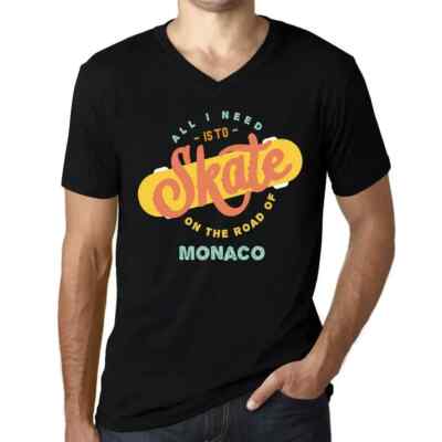 Men's Graphic T-Shirt V Neck All I Need Is To Skate On The Road Of Monaco