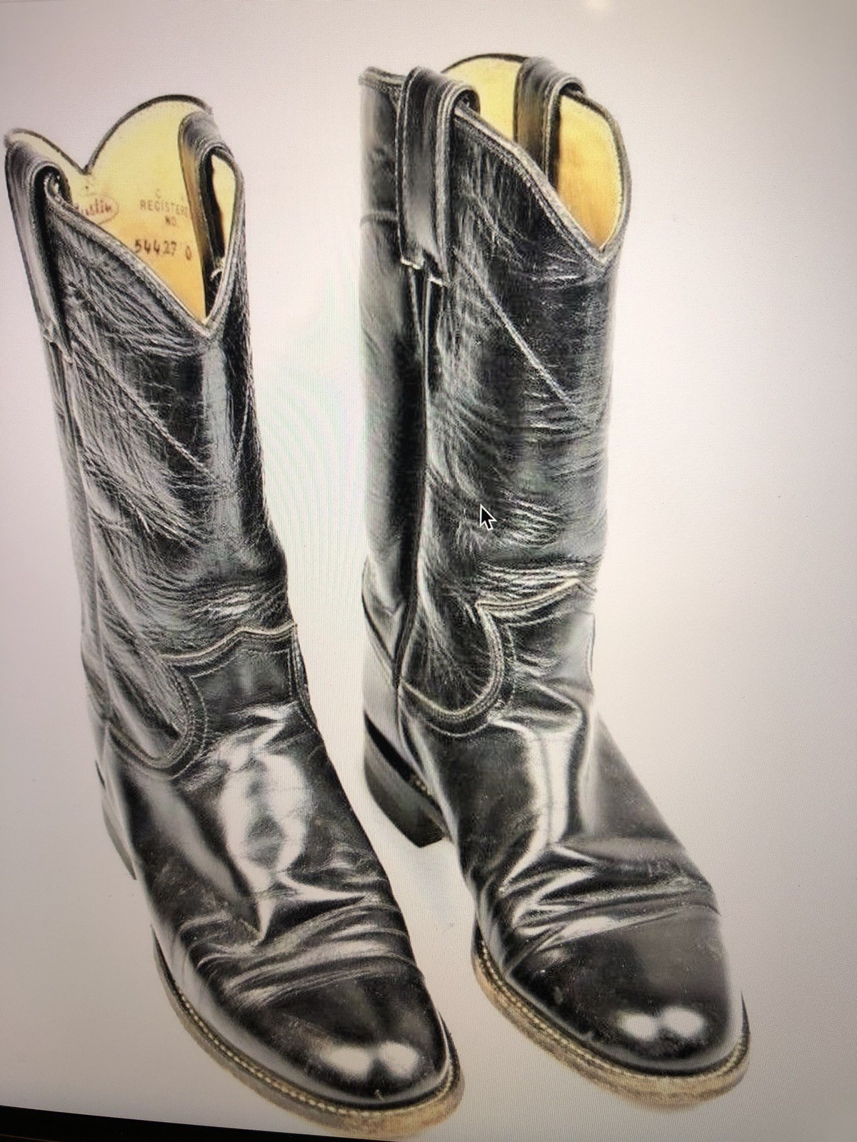 Justin Black Leather Roper Cowboy Western Boots Womens Size 6 B Style