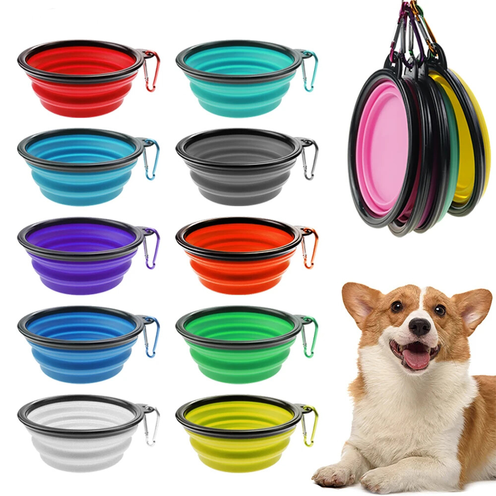 Collapsible Pet Bowls Food Water Dish Cat Dog Feeding Silicone