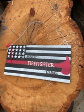 Fireman Sign Bravery FIREFIGHTER Courage 6 x 12 Red Stripe Hand Painted