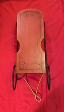 Red Sled Painted Wood Decorative Stencil Childs Size with Iron/Metal Blades Rare