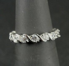 Ring Silver Cubic Zirconia Round Stones around Band Sterling 925 Size 5 Band
