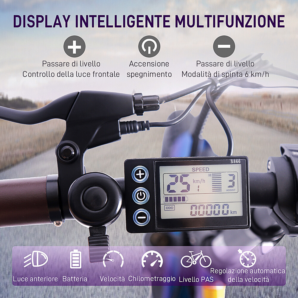 Bici Elettrica Pieghevole F1 – 20” Pneumatici Larghi, Batteria 20.8Ah (150 Km Autonomia), Motore 250W, 7 Velocità - 2