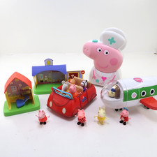 Lot Of Peppa Pig Toys Red Car Plane Carring case Mini House School Playset
