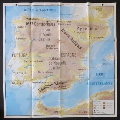 Karte Geographie Schule ITALIEN SPANIEN Verlag ROSSIGNOL