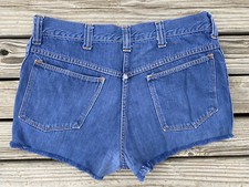 VTG 60s 70s Cut Off Denim Jean Shorts 31x2" Dark Faded Soft Thin Daisy Dukes