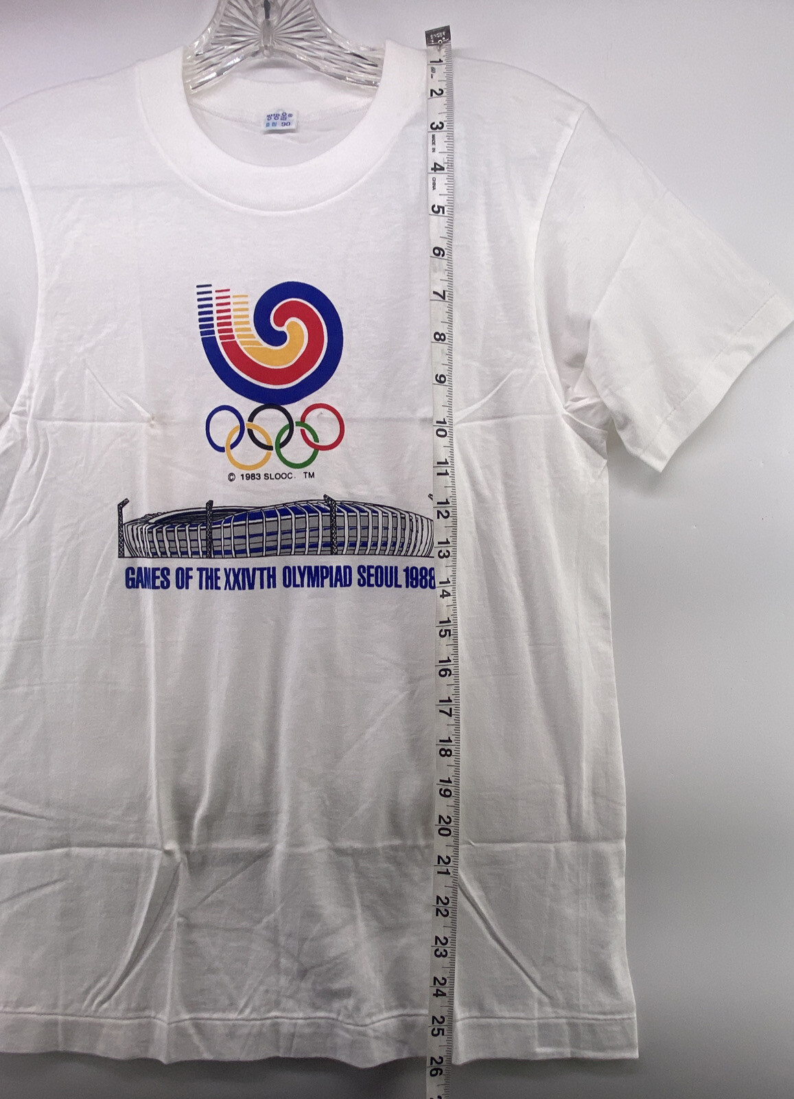 Vintage 1988 Olympics Seoul Korea White Graphic Singl… Gem
