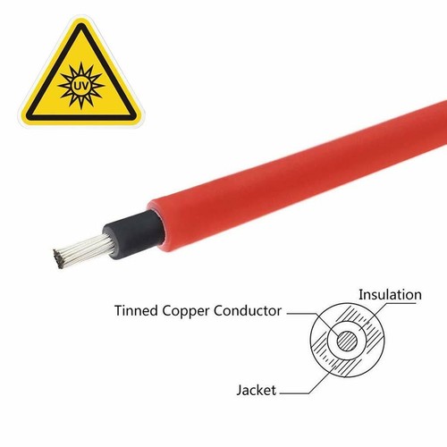 Black+Red 10 AWG Solar Panel Extension Cable Silicone Flexible Wire Connectors - Picture 5 of 13