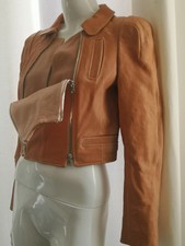 Carven Tan Leather Jacket In Size 40