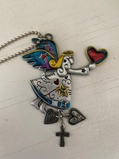 Heart Giving Blue/Gold/Gray Angel Car Charm - By Ganz