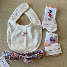 Janie and Jack Baby Girl Sock, Bib, Headband Bundle Size 0-3 Months