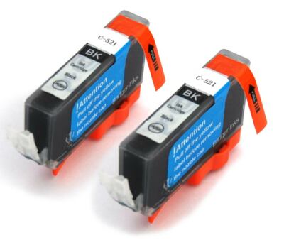 2x Black Compatible Printer Ink Cartridges to replace Canon 521