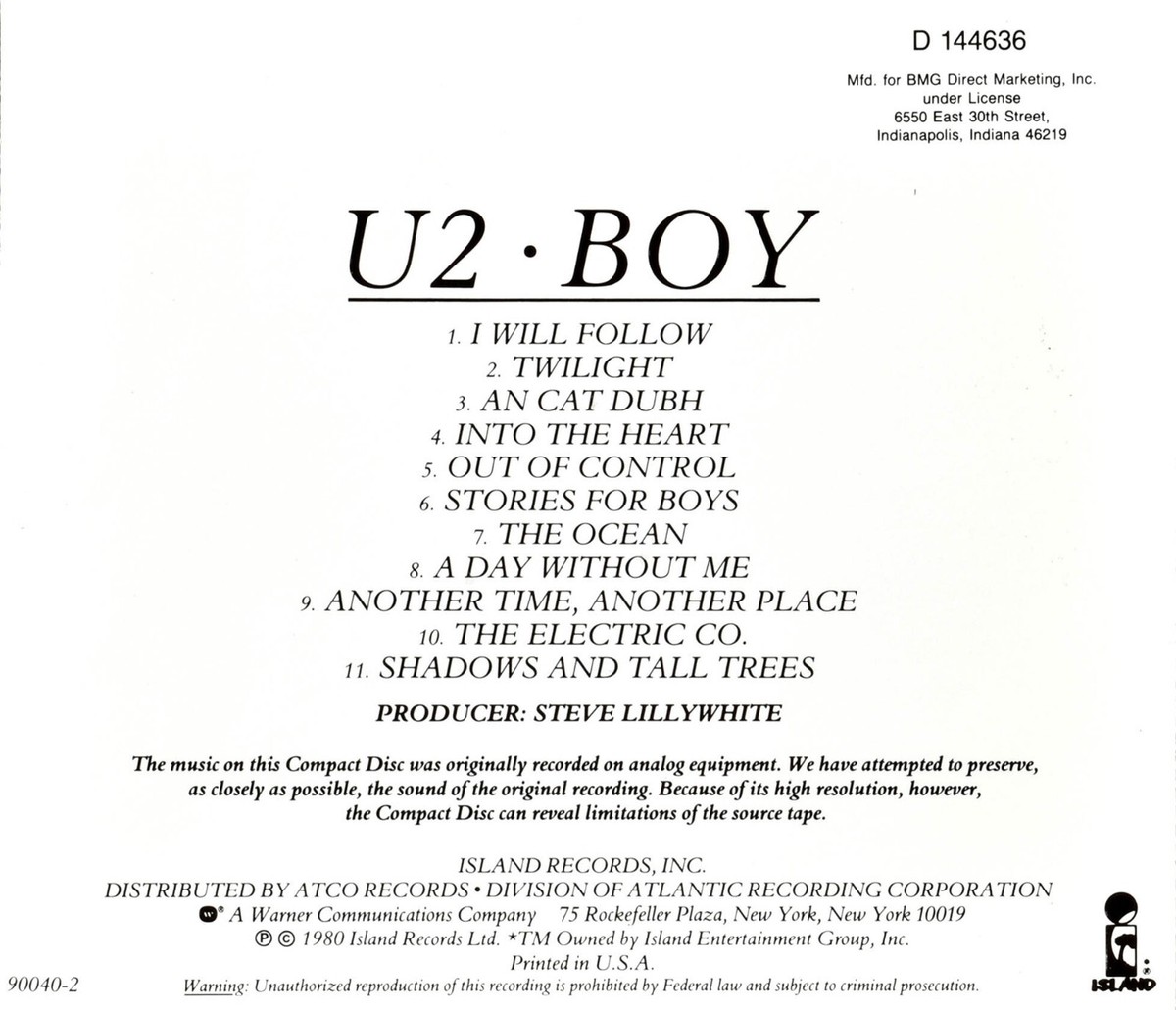 CD U2 Debut Album Boy I Will Follow Out of Control Into the Heart