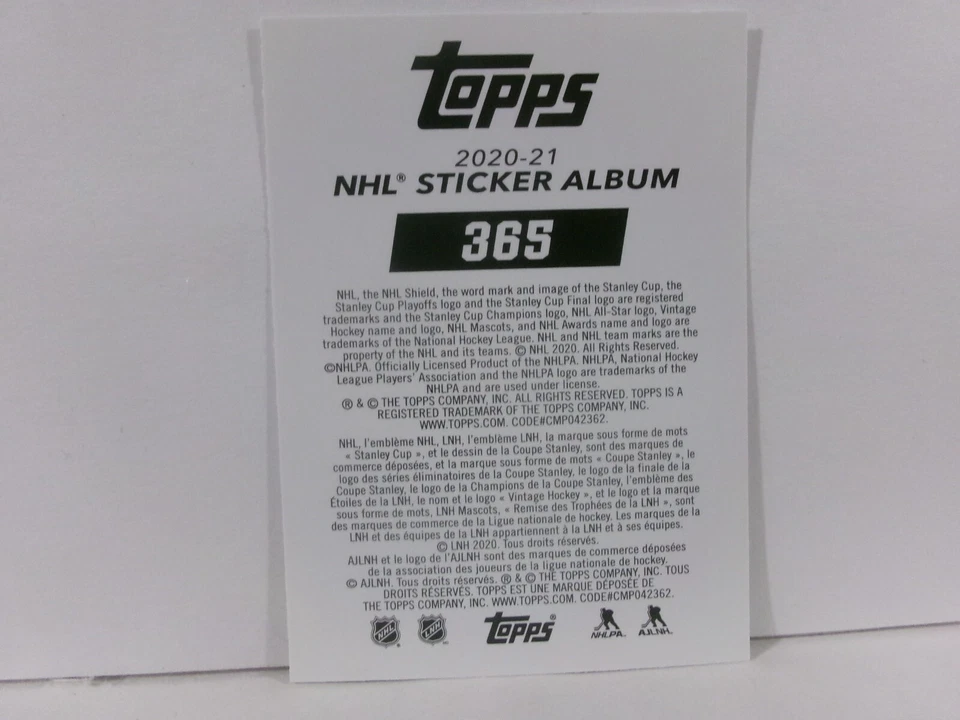 2020-21 Topps NHL Stickers Carter Hart #365 - Image 2 of 2
