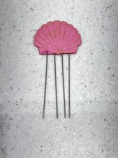 Vintage Clam Shell Shape Pink Hair Pin Comb Retro MCM