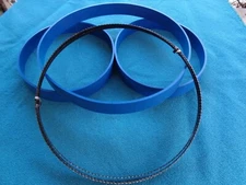 3 BLUE MAX BAND SAW TIRES AND 1/4" BAND SAW BLADE FOR 28-560 DELTA 16" BAND SAW