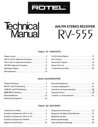 Service Manual-Anleitung für Rotel RV-555