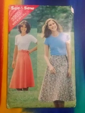 See & Sew Sewing Pattern 3203 Womens Flared Wrap Skirt Sz M-L-XL Uncut 