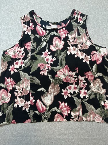 Salon Studio Shirt Blouse Womens Size Extra Large Black pink Flowers Romantic - Picture 4 of 9